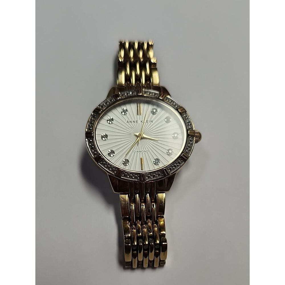 Anne Klein Diamond Accent Gold and White Crystal Dial Women's Watch